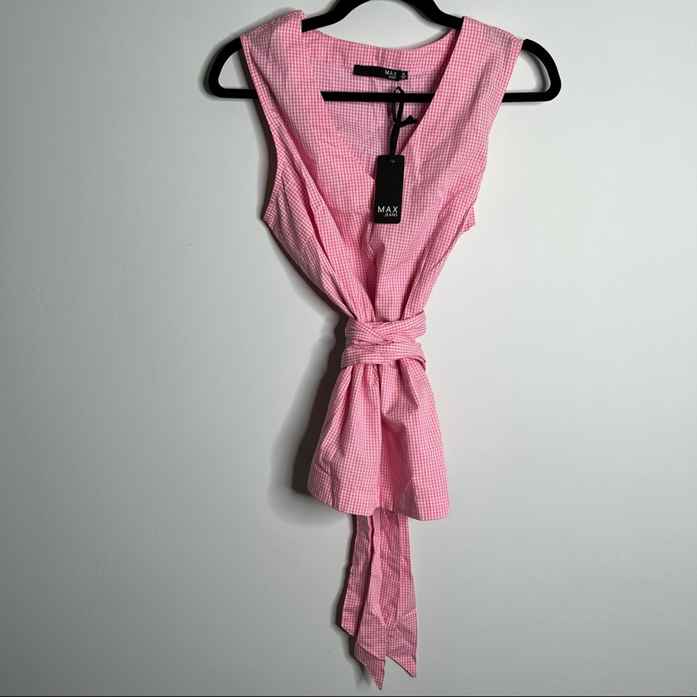 NWT Max Jeans Pink and White Gingham Tank